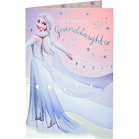 UK Greetings Granddaughter Birthday Card - Disney Birthday Card for Her - Frozen Birthday Card For Lovely Granddaughter - Elsa Cover