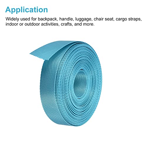 Image of MECCANIXITY Flat Nylon Webbing Strap 1 Inch 15 Yards Lake Blue for Backpack, Cargo Strap, Luggage-rack