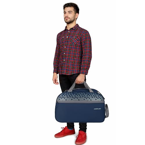 Image of M MEDLER Sentro Wheel Duffle Bag | Waterproof Strolley Duffle Bag | 2 Wheel Duffel Bag | Luggage Bag with Adjustable Strap - (Midnight Blue)