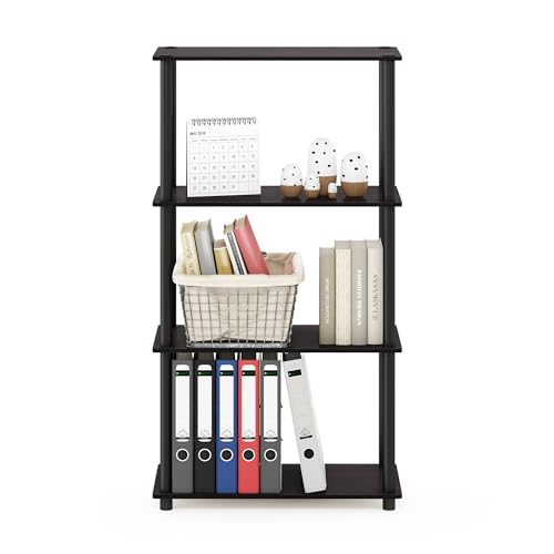 Furinno Turn-N-Tube 4-Tier Multipurpose Shelf Display Rack, Round Tubes, Dark Walnut by Furinno - Image 4