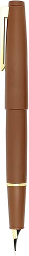 Gullor Pluma estilográfica de color X80, diseño simple con convertidor y caja de regalo, clip dorado, punta ultra fina (0.012 in), marrón