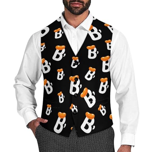 B for Beans Suit Vest for Men Slim Fit Tuxedo Waistcoat Button Down V Neck Business Dress Coat