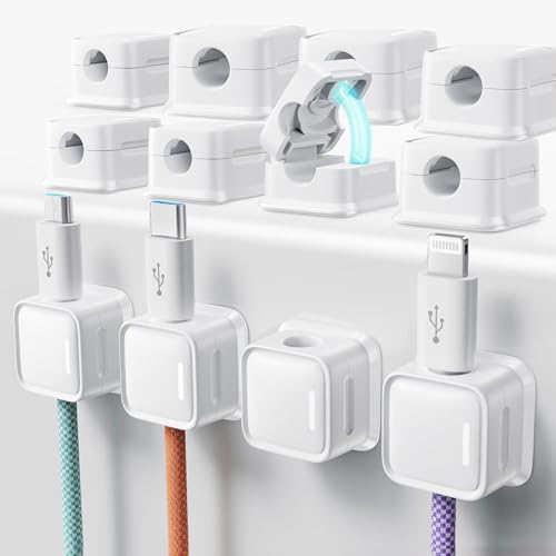 LAINIKE 12 Stück Kabelhalter Magnetische Kabelclips Kabel Organizer Verstellbare Kabelmanagement Selbstklebend Kabelorganizer für Nachttisch, Schreibtisch, Netzkabel, HDMI, Ladekabel