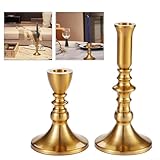 Taille pratique : le bougeoir haut mesure 221 cm de hauteur et 9,5 cm de diamètre de la base, tandis que le modèle bas mesure 12,5 cm de hauteur et 9,5 cm de diamètre de la base. Ils sont parfaits pour présenter différentes tailles de bougies.