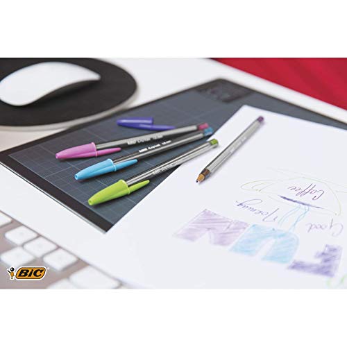 BIC Cristal Multicolour Bolígrafos Punta Ancha (1.6 mm) – Colores Surtidos, Bolsa de 20+7 Unidades, ideal para dibujos y anotaciones, Multicolor