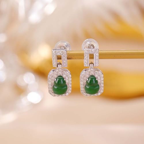 Boucles d'oreilles jade vert et argent 925 fait main chic - 6