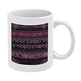Taza de café de 355 ml, taza de té con asa de cerámica, diseño impreso en plata y magenta