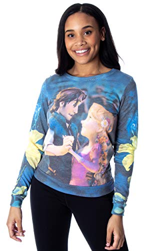 Disney Tangled Juniors Rapunzel Flynn DUO Dancing Pullover Top (Small) Multicolor