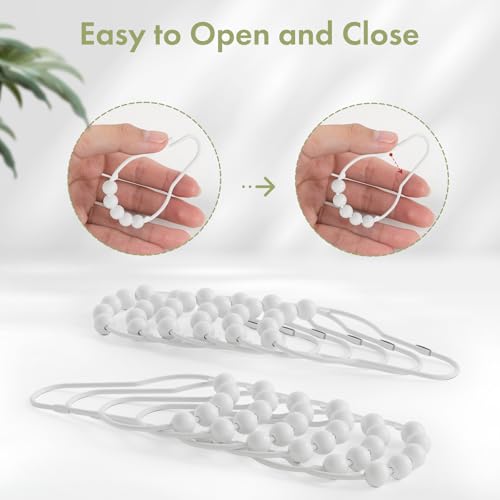 Image of Amazer Shower Curtain Hooks, Decorative Shower Curtain Hooks Rust-Resistant Stainless Steel Shower Curtain Hooks for Bathroom Shower Rod-Set of 12, Polished White