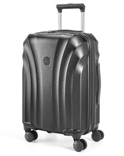 BAGSMART Carry On Luggage 22x14x9 Airline Approved with TSA Lock, Expandable Hard Shell Suitcase with Spinner Wheels, Lightweight 20 Inch Travel Rolling Carry-On Luggage, Black