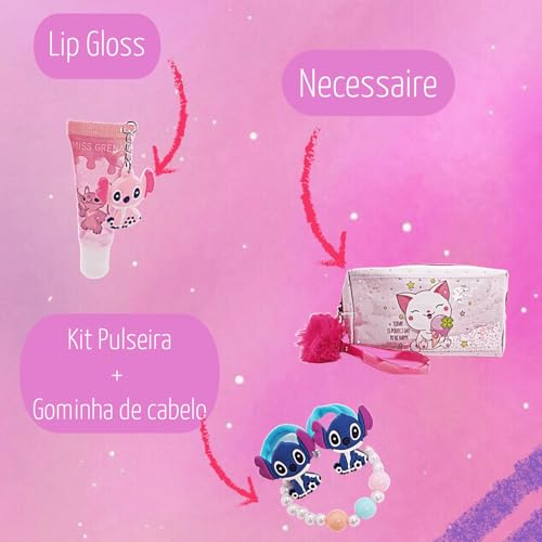 Kit Maquiagem Infantil Lilo Stitch Com Necessaire