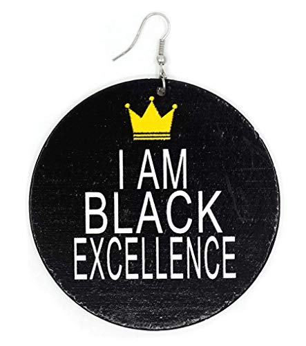 Teri's Boutique I am Black Excellence Crown Tiara African American Anti Violence Multicolored Wooden Dangle Drop Earrings2