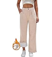 heipeiwa Women's Fleece Lined Winter Thermal Cashmere Knit Wide Leg Pants Trouser Casual Dressy O...