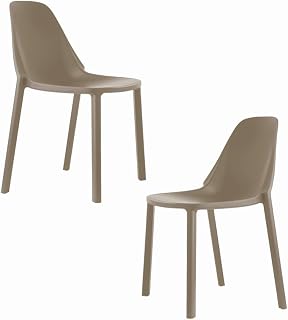 MBH - Silla Color tórtora para hostelería PIU para terraza, Interior y Exterior de Bar, Restaurante y cafetería. Mobiliario hostelería - 2 Unidades. [MBH2336T]