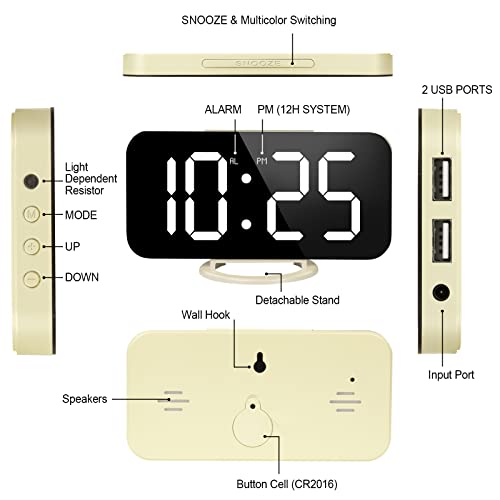 Wulawindy YISHANG Digital Alarm Clock, Large Mirrored Led Display thumb #6