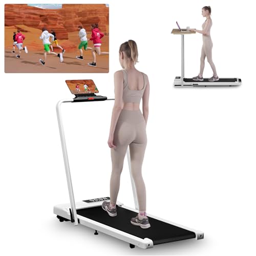 Superun Cinta de Correr Plegable para Equipos de Alta Tecnología, Cinta Correr Plegable MAX 136KG Control App, Cinta de Andar y Correr para Casa, Walking Pad Plegable con Carreras Múlti-Jugadores