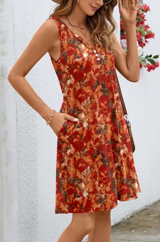Image of Ladlop Summer Dresses for Women 2026 Beach Loose Casual A Line Dress Sleeveless V-Neck Sundress with Pockets