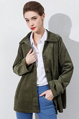 Minibee Women's Corduroy Jackets Long Sleeve Coats Button Down Outwear Tops with Pockets2