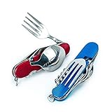6-in-1 Multi-Function Camping Utensil Flatware Set Detachable Spoon Fork Knife Combo Mess Kit with...