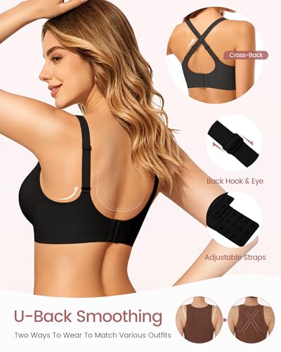 Image of Gailife Smooth Wireless Jelly Bras for Women No Underwire Seamless Push Up Bra Full Coverage Soft Suppor Tshirt Bralettes