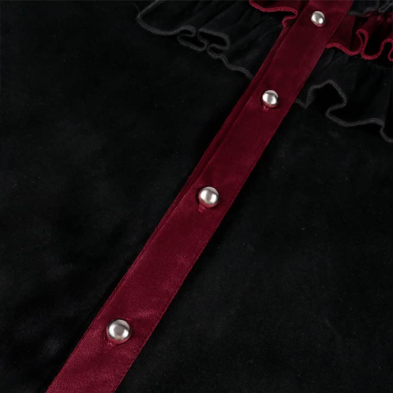 Chemises gothiques homme smoking dentelle satin chemise boutonnée vampire cosplay vintage BaronHong