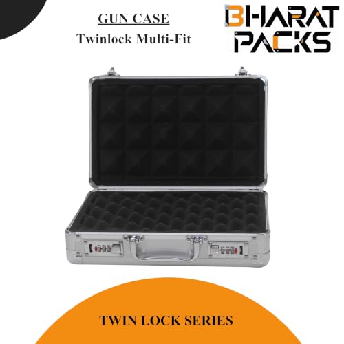 Image of TwinLock Series Multipurpose Case - Flight Case with Dual Combination Locks, Foam Interior for Small Firearms & Accessories (Chrome Silver)