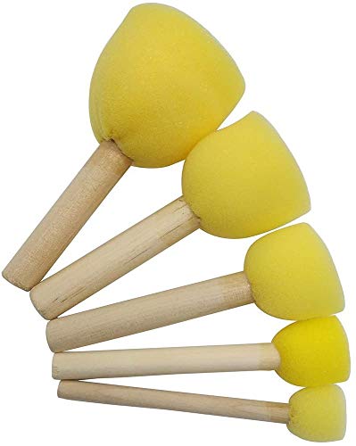 Skemix 20-Pieces Assorted Size Round Sponges Brush Set Kids Painting Tools Sponge Painting Stippler Set Diy Painting Tools For Kids (Yellow) #TOP2