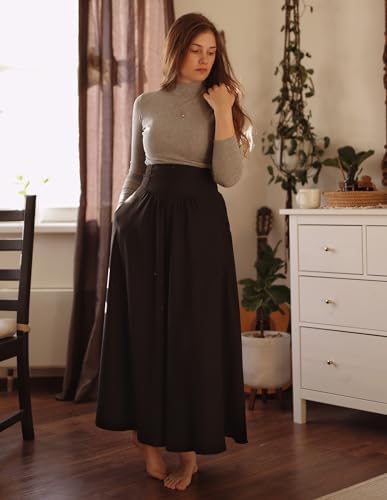 SCARLET DARKNESS Maxi-rok voor dames, Renaissance, elastische hoge taille, lange rok, A-lijn, vintage, swingrok, Wit, XL SCARLET DARKNESS Maxi-rok voor dames, Renaissance, elastische hoge taille, lange rok, A-lijn, vintage, swingrok, Wit, XL