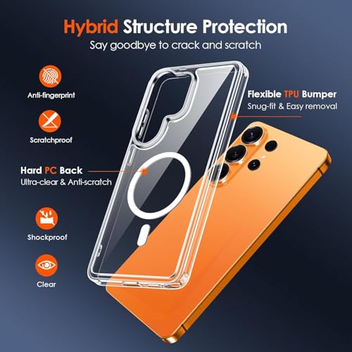Image of DIZORO Magnetic Compatible with Samsung Galaxy S26 Ultra 5G Case Clear [Compatible with MagSafe][Anti-Yellowing][Military Grade Protection] S26 Ultra Phone Back Cover (Clear)