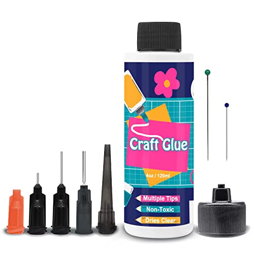 Craft Glue Quick Dry Clear 4Fl Oz / 120Ml, Precision Art Craft Glue Adhesive With 5 Tips Kit Applicator For Paper Crafts Postcard Diy Glitter Fabric (4 Oz) #TOP25