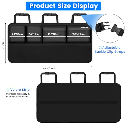 Einesin Car Trunk Organizer, Car Boot Organiser with 7 Pockets,Trunk Bag with Elastic Magic Wand Structure for SUV