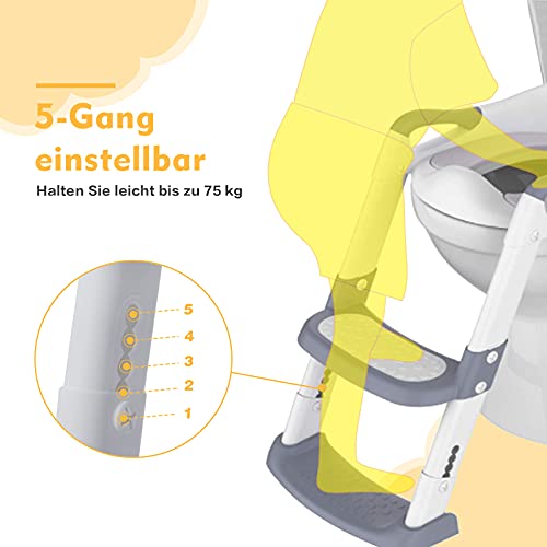 Toilettensitz Kinder, Toilettentrainer mit Leiter &PU Gepolstert, Faltbar Töpfchen für Kinder ab 1-7 Jahren Kids Wc-Sitz für 38-42cm - Image 6