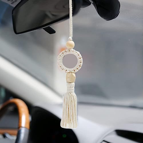 Image of Car Air Freshener Tassel Diffuser | Cute Felt Automotive Charm Deodorizer | Nature Scent Auto Essential Oil Hanging | Car Interior Decor | Home Pendant for Women (Lavender, 1pcs)