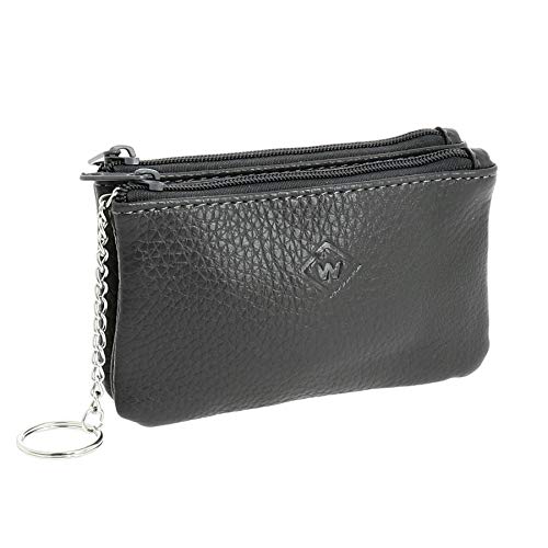 FASHIONGEN - Porte-Monnaie en Cuir à Double Compartiment à Zip, pour Homme et Femme - Gris
