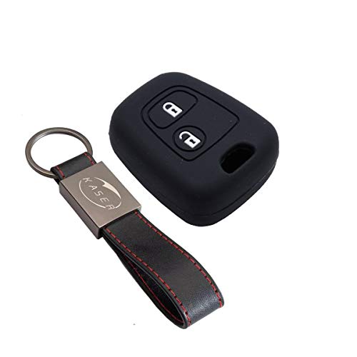 Housse étui en Silicone pour Clé Peugeot Citroen – Coque Cover Porte-Clés pour Peugeot 207 307 406 407 Citroen C1 C2 C3 Protection Télécommande Voiture (Noir)