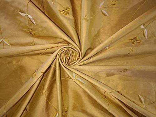 Soie Dupion dorée de 137 cm : sublimez votre décoration avec la broderie velours