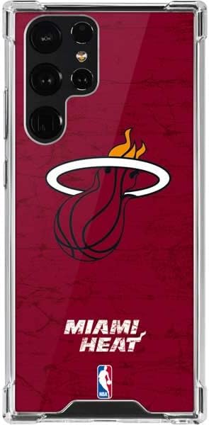 Skinit Clear Phone Case Compatible with Galaxy S22 Ultra - Officially Licensed NBA Miami Heat Red Primary Logo Design