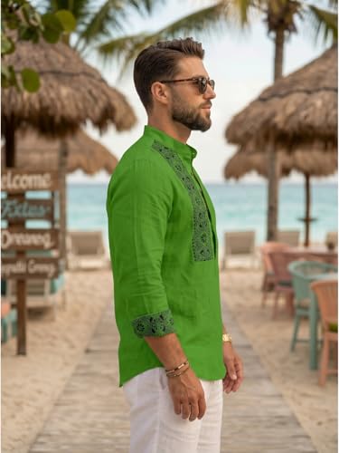 Image of DEELMO Men's Cotton Blend Mandarin Collar Self One Design Full Sleeve Casual Short Kurta