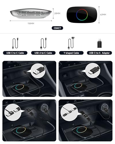 Wireless Carplay Adapter ATOTOOUT Magic AI Box - Wireless Android Auto Adapter, Support for YouTube, Netflix, HDMI Output, Dual Wi-Fi AI-Powered, OTA, CB4CT-BK — view 6