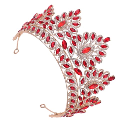 Corona de reina roja con cristales y tocados de boda vintage