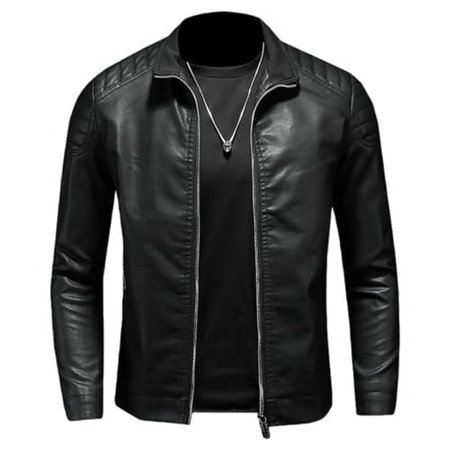 Veste en cuir synthétique homme slim col montant coréen printemps