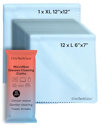Elite Screens Oversized Microfiber Cleaning Cloth Set - 13-Pack, Blue, 6