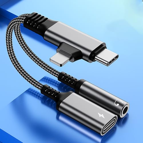 2 in 2 Light-ning USB C - 3.5mm �w�b�h�z���Ə[�d��A�_�v�^�[�A[MFi�F��] USB C - AUX�I�[�f�B�I�W���b�N PD60W�����[�d�h���O���t���A�w�b�h�t�H���A�_�v�^�[ i-Phone 16/15 14/13/12 P