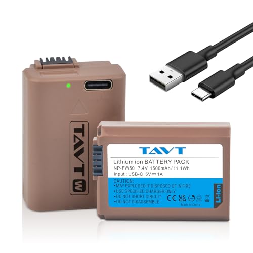 2X Batteries NP-FW50 pour Sony ZV-E10, A7, A7II, A7R, A7RII, A7S, A7SII, A5000, A5100, A6000, A6300, A6500, A6400, NEX-3N, NEX-5, NEX-6, NEX-7, A33, A33. 35,...