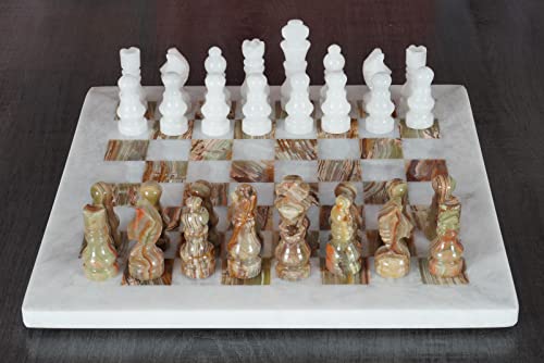 Radicaln Handmade White And Green Onyx Weighted Full Chess Game Set Staunton And Ambassador Gift Style Marble Tournament Chess Sets For Adults #TOP5