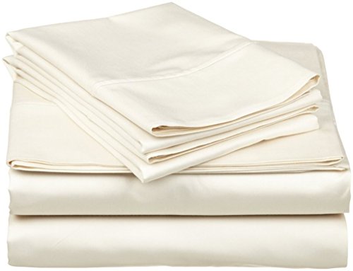 Murphy, Wall Bed Linen (4 Pcs Sheet Set) for Murphy Bed/Wall Bed Ivory Solid 100% Cotton 400 Thread Count - Queen Size - with 6 inches deep.