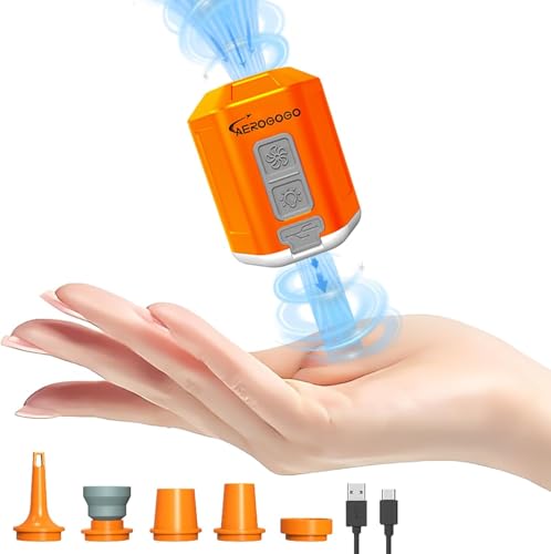 GIGA PUMP4.0 電動エアーポンプ 【超ハイパワー設計】4.2Kpa 220L/分 IPX4防水 特許取得済み デュアルワイヤーラッピング構造モーター 超軽量 100g 照明 ライト付き USB充電式 Type-C 急速充電 携帯型 キャンプ アウ