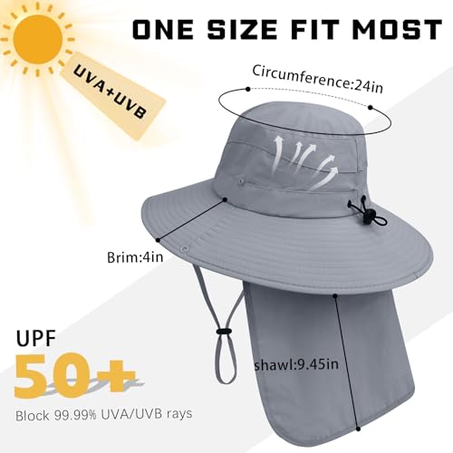 Image of Sun Hats for Men Women, UPF50+ Protection Safari Hat,Wide Brim Fishing Hat with Neck Flap,Bucket Hats for Beach Hiking
