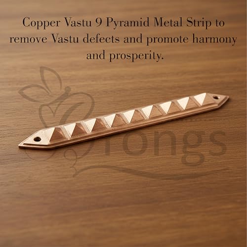 Image of Copper 9 Pyramid Strip |Size- 7Inch |Weight- 110gm Approx | Vastu Remedy Tool |Strip with Pyramid Design for Correcting Corner | Home & Spritual Decor | Pack of 1