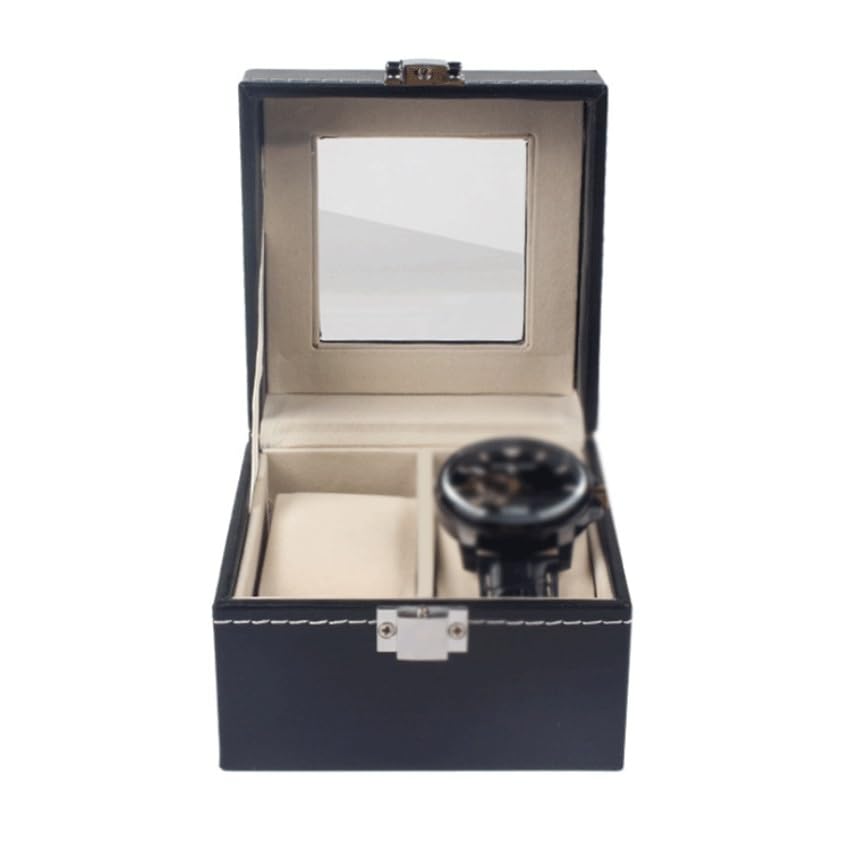 Boîte à montres pour table de nuit en cuir 2 pièces à ouverture transparente - 5